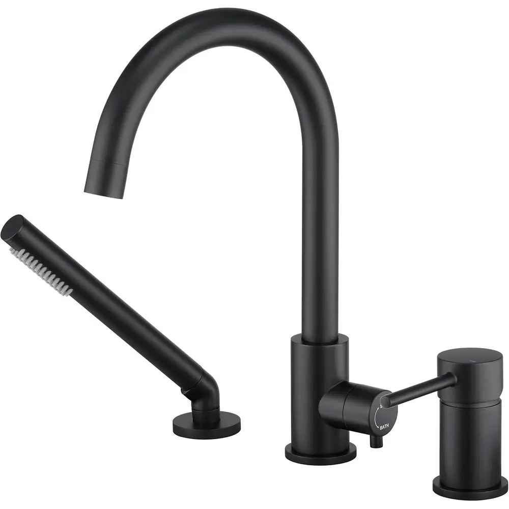 

Mount Tub Faucet Black with Sprayer High Flow Bathtub Faucets Brass Tub Filler Bathroom Faucets with Handheld Shower Mounted Rom