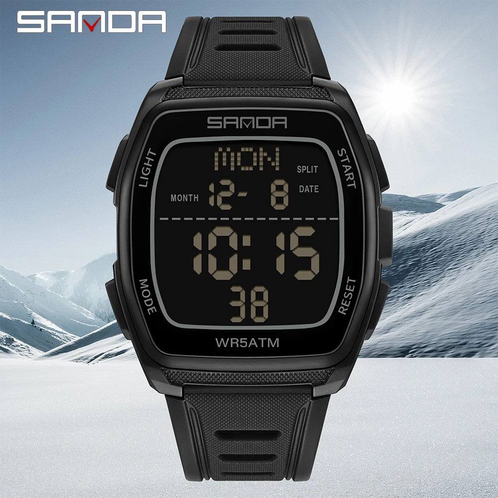 

Новые мужские электронные часы SANDA, многофункциональный будильник, ночник, водонепроницаемые, ударопрочные, спортивные мужские часы