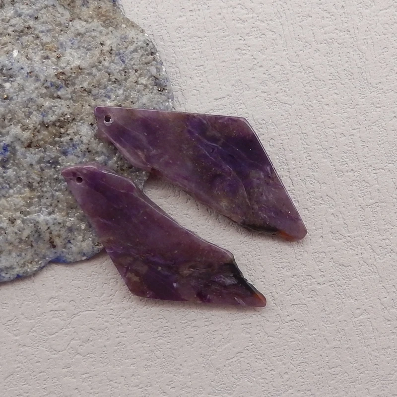 Natural Stone Charoite Nugget Earring Beads,Fashion Jewelry DIY Gemstone Earrings Accessories For Women 41x16x3mm 8g