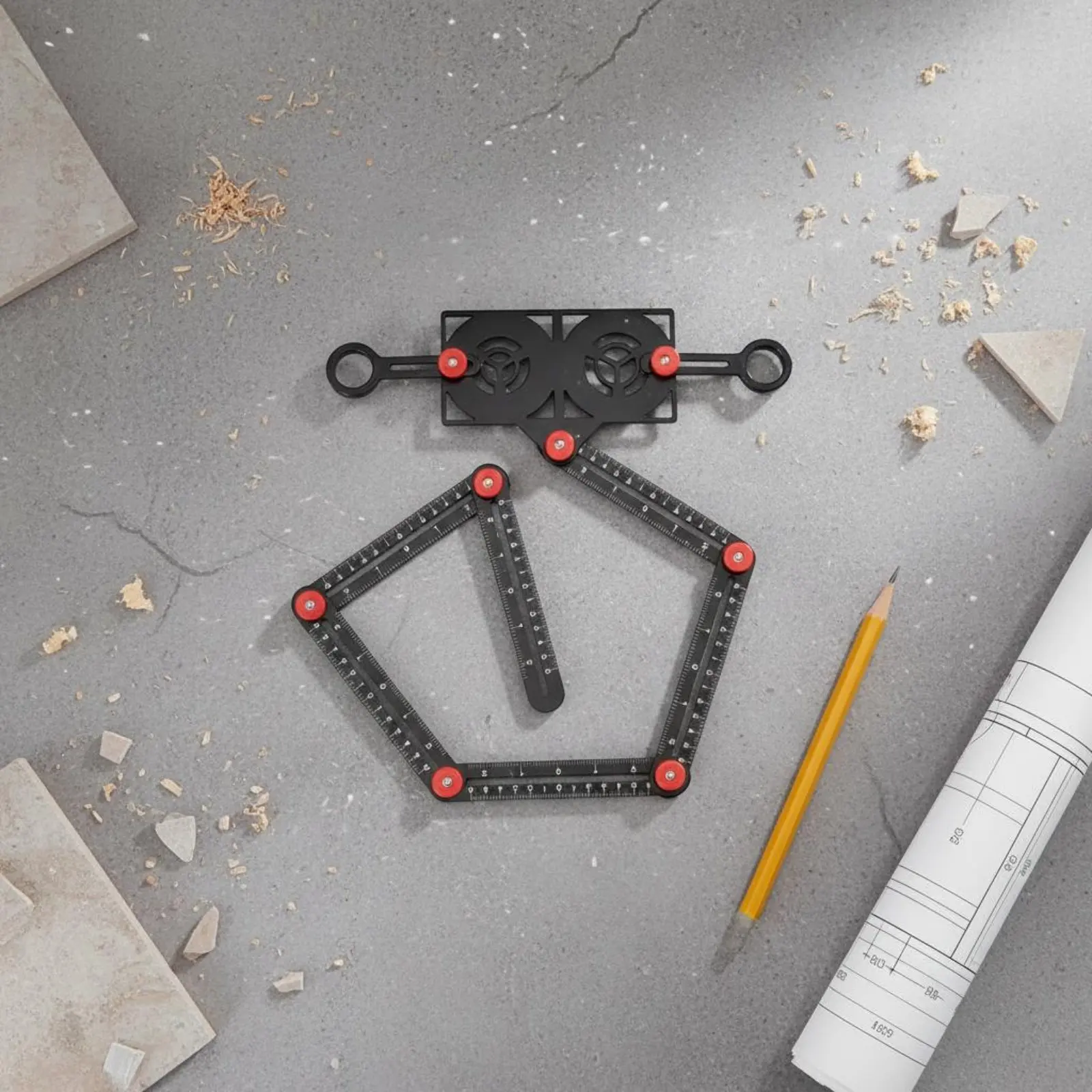 

Six-Sided Angleizer Tool Foldable Folding Angle Ruler Multi-Angle Measuring Ruler Metric & Customary Units Tile Hole Tool