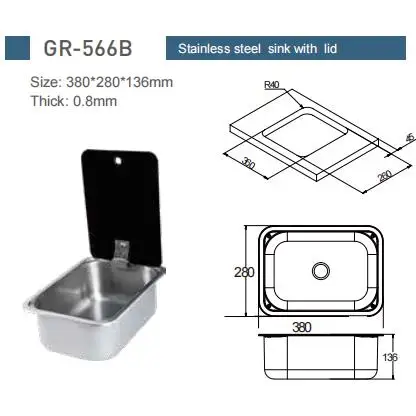 Stainless Steel Brass Sink Glass Lid Foldable Faucet Waste Drainer RV Campervan Kitchen  Parts Accessories