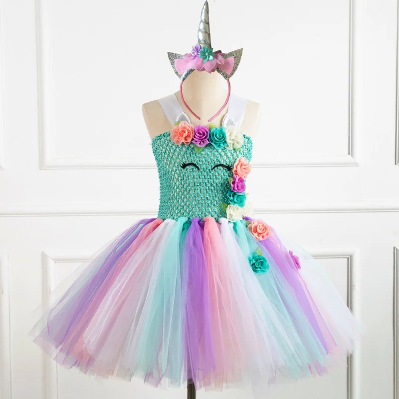Baby Teens Kids tutu Dresses for Girls Performance Party Clothing Princess Children's sequined mesh Dress send Hairband 4