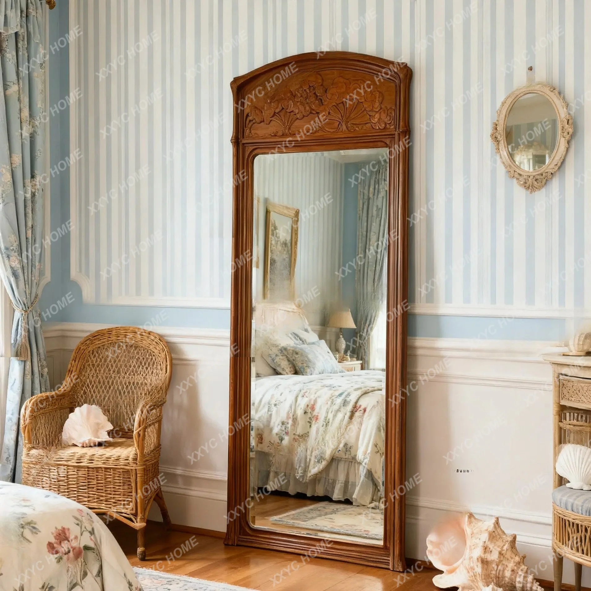 retro full body mirror  engraving home living room floor mirror medieval