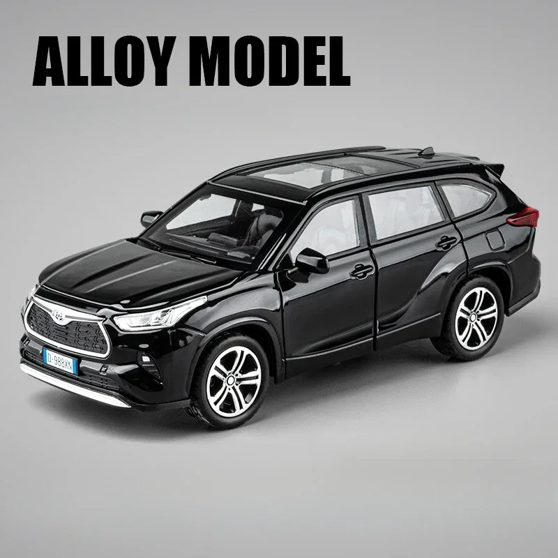 1/32 Highlander SUV Car Model Toy Zinc Alloy Diecast High Simulation Off Road Vehicles With Light Music Pull Back Toys For Child