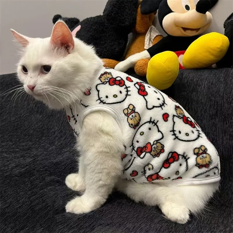 Hello Kitty Kawaii Cat Sweater Costume Winter Warm Pet Clothes For Cats Pullover Mascotas Clothing Gatos Products For Animals