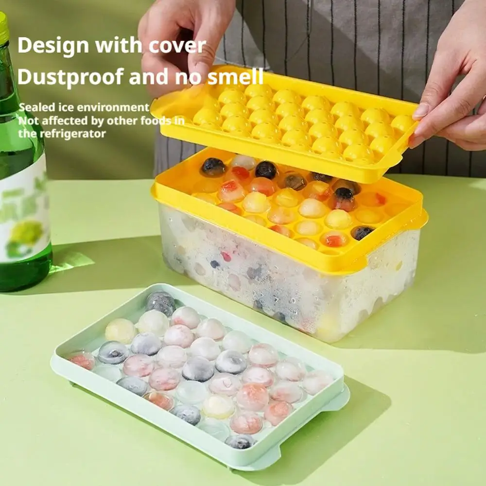 3 unids/set bandeja redonda para cubitos de hielo con tapa molde de hielo de plástico estilo diamante máquina de cubitos de hielo de gran capacidad molde para cubitos de hielo de calidad alimentaria