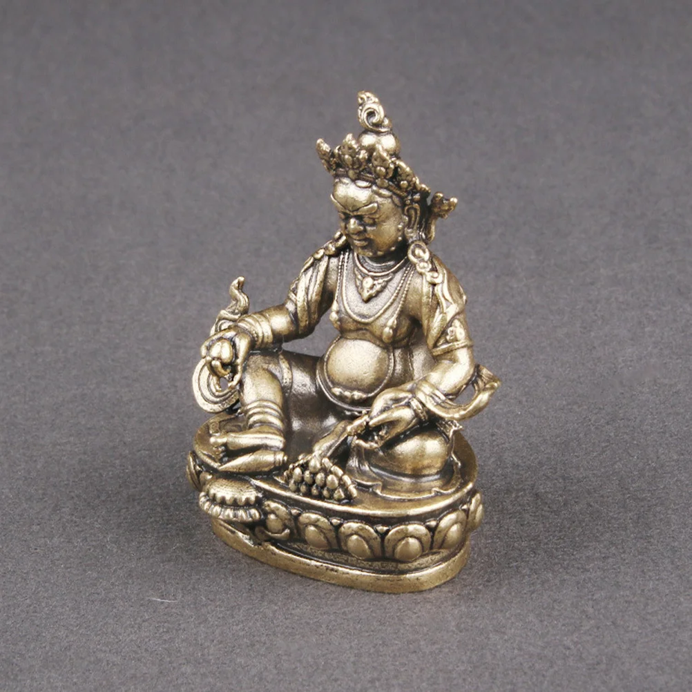 

Vintage Brass God of Wealth Statue Desktop Decoration Retro Craft Sculpture Elegant Home Ornament Brass of Wealth Sculpture