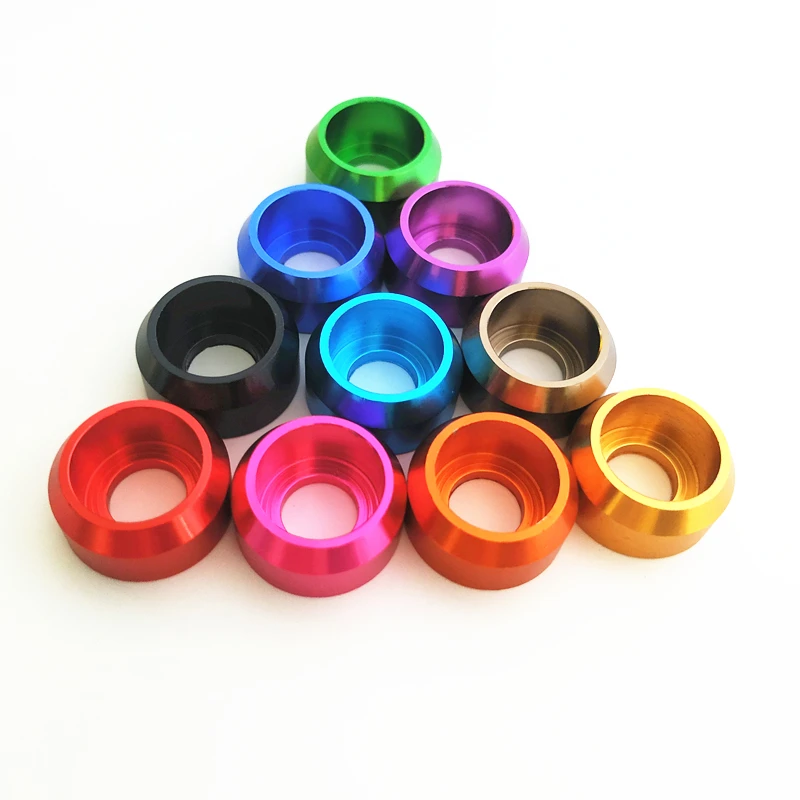 10/5pcs Machined Crown Cup Aluminum Washer M3 M4 M5 M6 M8 Corlorful Aluminum Alloy Cap Gasket Washer For Rc Parts