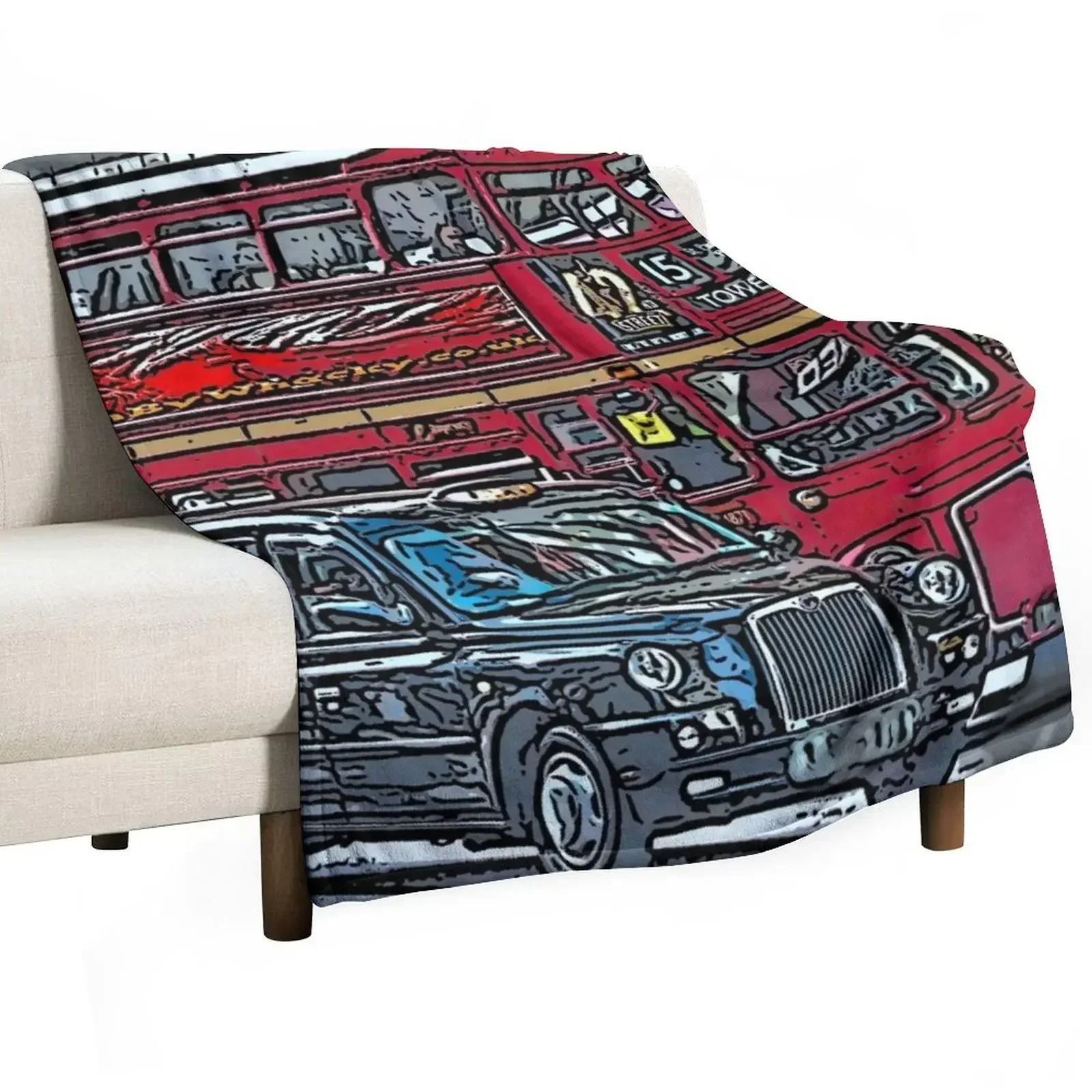 

London Bus and Cab Throw Blanket Flannels Comforter Blankets Sofas Of Decoration Retros Blankets