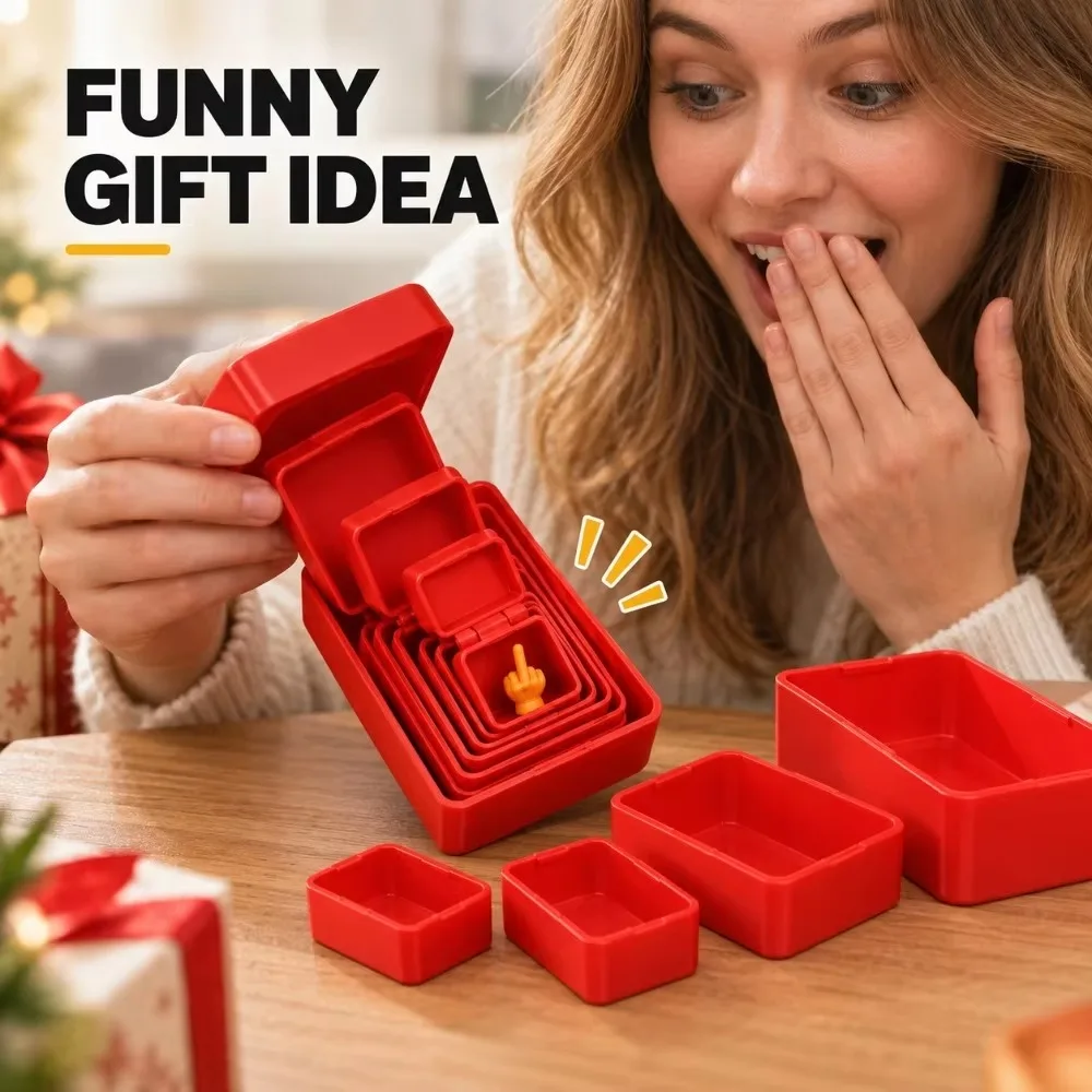 Multi Layer Nested Prank Surprise Gift Box Mini Middle Finger Set Type Gift Box 6-layer Reusable Nested Gift Box For Friends
