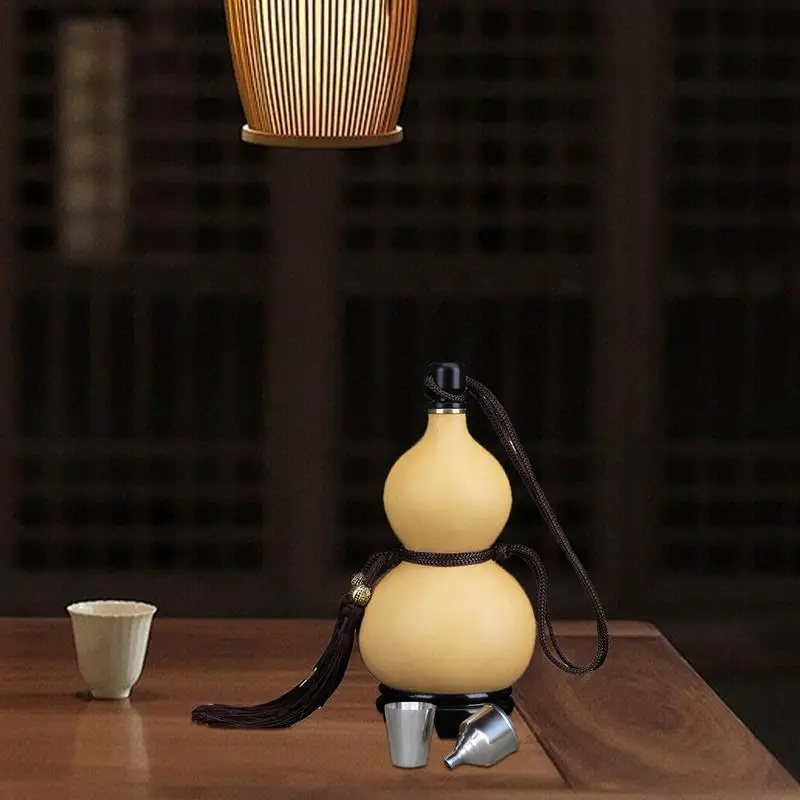 Gourd Wine Flask Outdoor Water Bottle With Tassel Rope Outdoor Portable Water Bottle With Stopper Flagon Kettle Chinese Feng