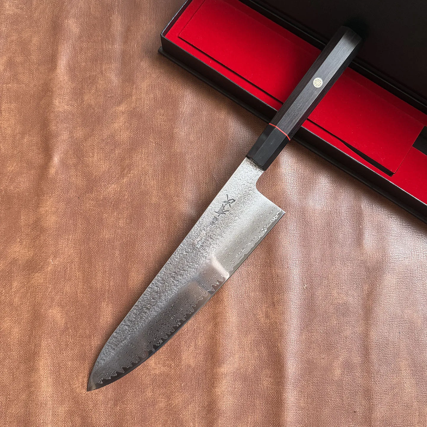 

8.3 Inch Chef Knife Damascus Steel VG10 Blade Ebony & Ox Horn Handle Slicing Cleaver Gyutou Handmade Kitchen Knives Customizable