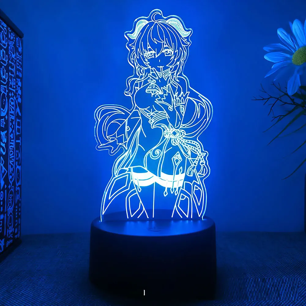 Genshin Ganyu 3D Touch LED Night Light for Game Room Decor the Boys Girls Birthday Gift