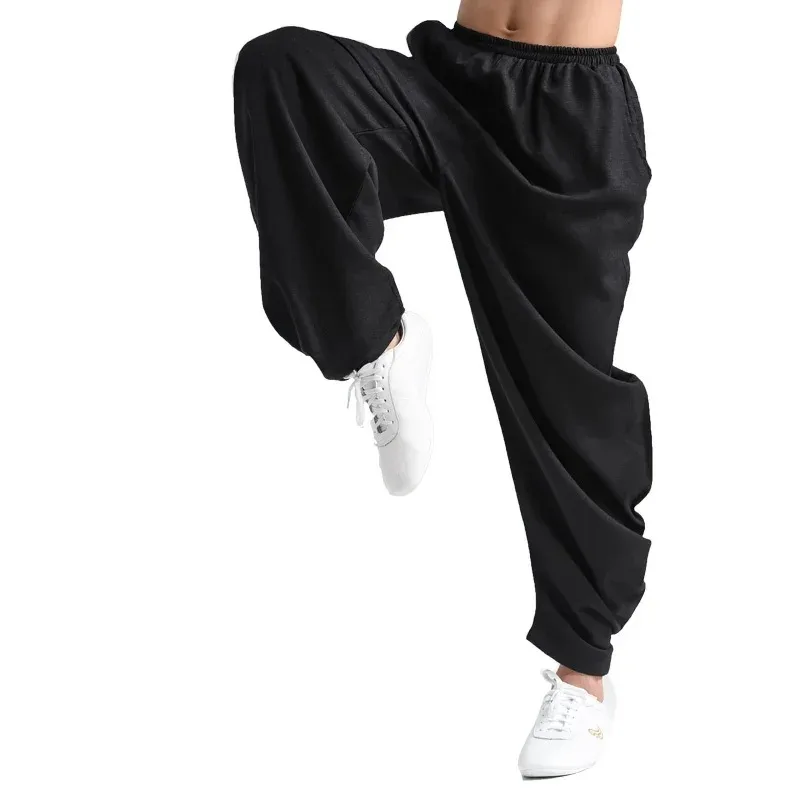 Tai Chi Pants Kung Fu Martial Art Pants Mens Drawstring Hippie Pants Elastic Waist Novelty Pant women Trousers Lounge Pant Red