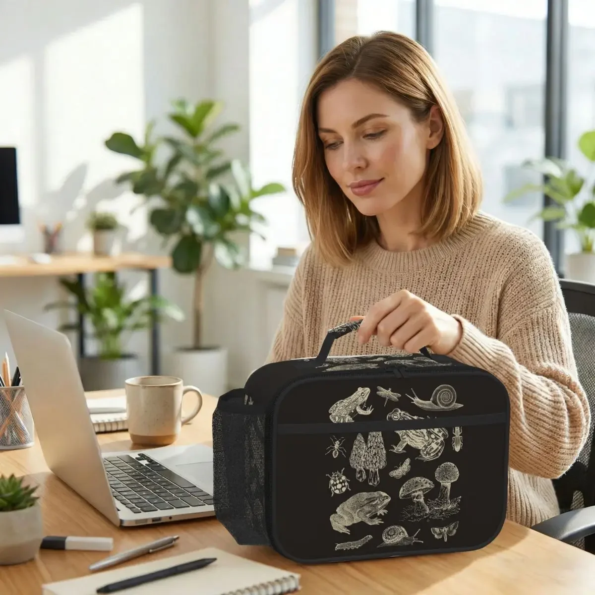 

Frog, Mushroom, Snail, And Moth Insects Insulated Lunch Bag for Women Office Cooler Thermal Food Box Tote Lunch Boxes