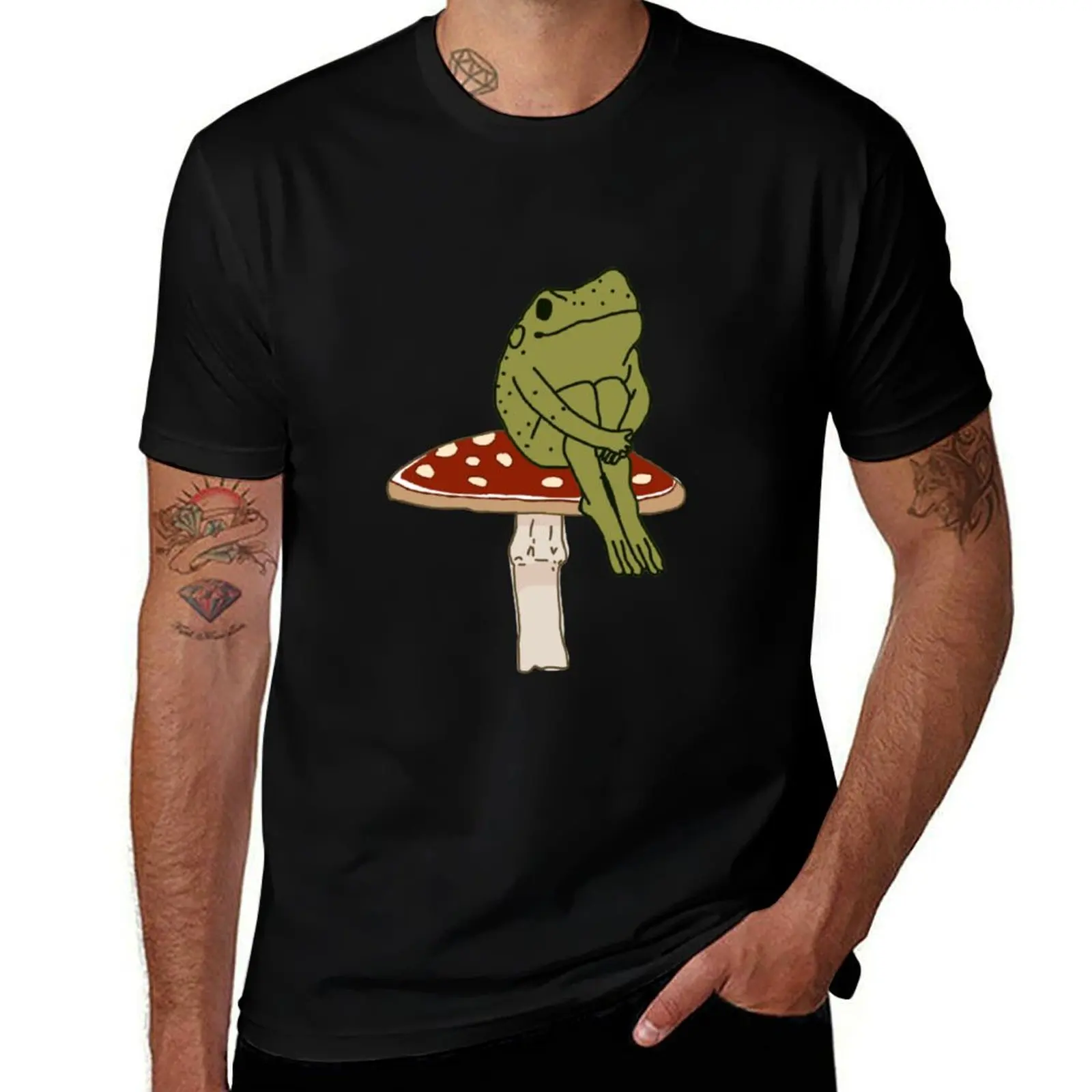 

frog on mushroom T-Shirt graphic t shirts kawaii clothes plain Louboutins shirts men graphic