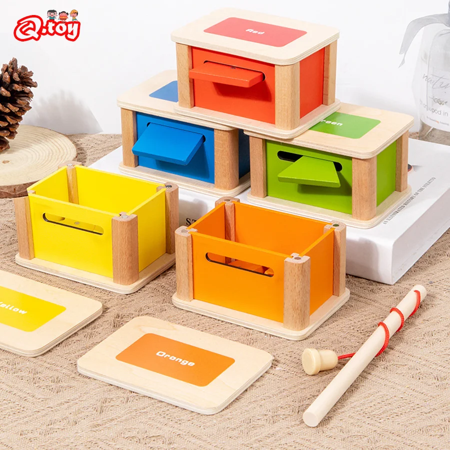 Montessori Toys Children Color Shape Geometric Sorting Coin Box Educational Cognition Fishing Games Fine Motor Skill Training