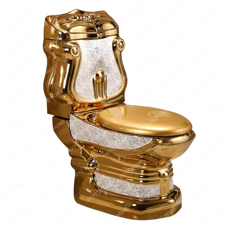 European Court Golden Color Personalized Creative Flush Toilet Household Toilet Ceramic