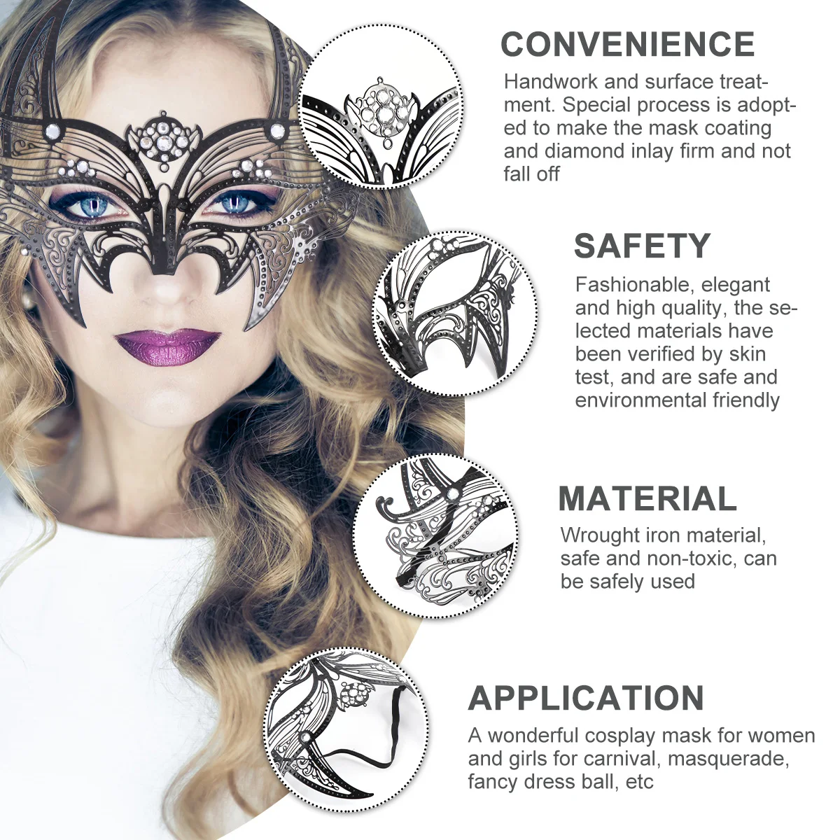 

1pc Rhinestone Hollow Cover Cosplay Mask Costume Party Prop Masquerade Costume Prop Party Mask Accessory For Women Girls