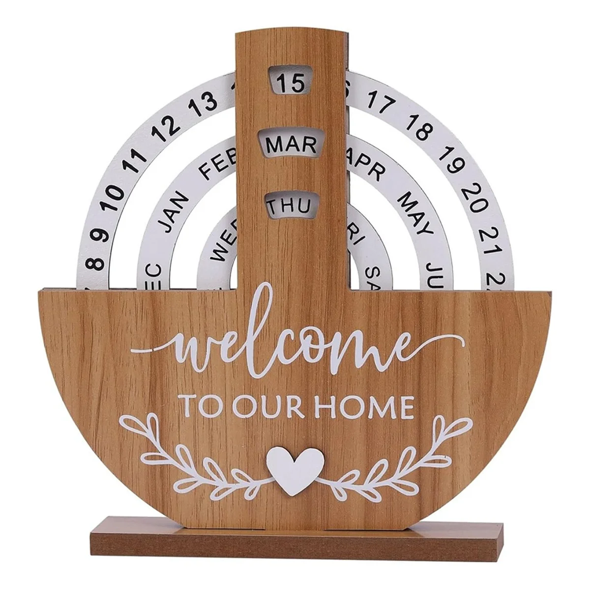 Wooden Calendar Home Porch Decoration Office Desktop Decoration Manual Rotating Desk Calendar Sweet House B