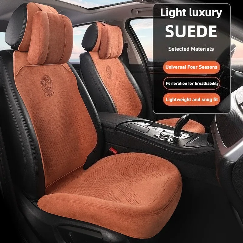 Light Luxury Suede Leather Car Seat Covers Universal Non Slip Car Seat Protectors Full Set Interior Accessories Car Seat Cushion