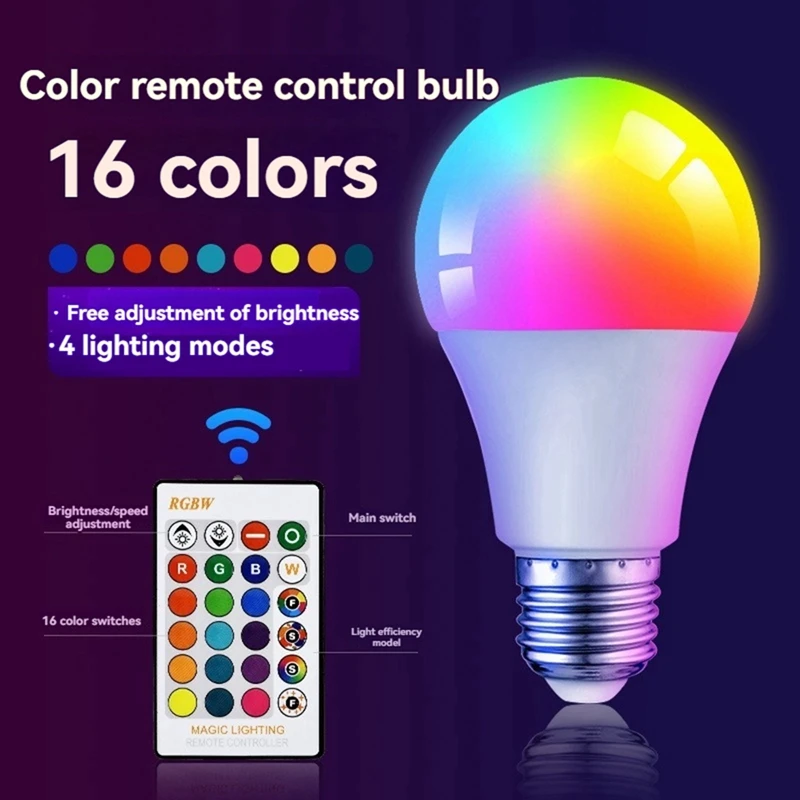 M11K-Led Colorful Light Bulb E27 Screw Bulb Lamp Dimming Remote Control With Memory Atmosphere Bulb
