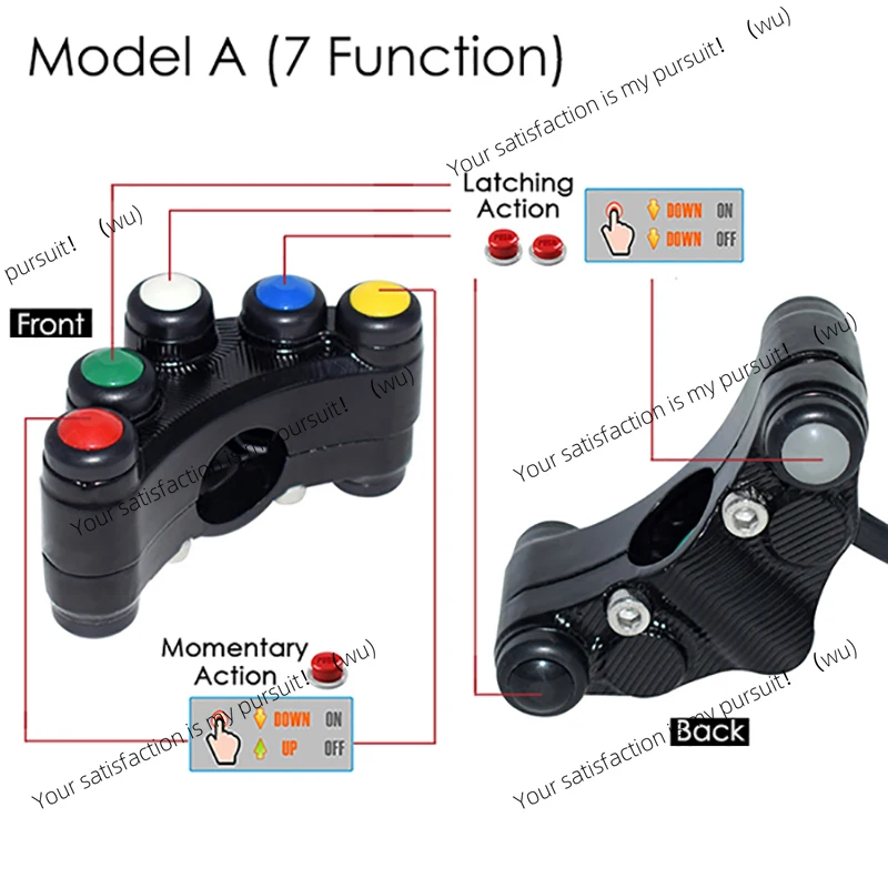 7/8 inch 22 mm motorcycle handle control switch button, headlight aluminum alloy, turn signal, fog lamp horn