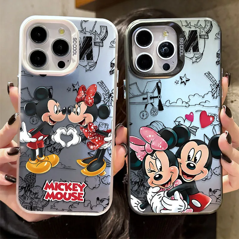 Disney Mickey Minnie Mouse Matte Hard Case for iPhone 16 15 14 13 12 11 Pro Max XS X XR 8 7 Plus SE 2020 Shockproof Back Cover