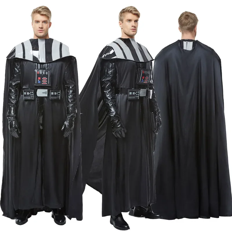 Movie Darth Cos Vader Cosplay Fantasia Cloak Jumpsuit Costume Vest Black Uniform Men Boys Halloween Carnival Party Disguise Suit