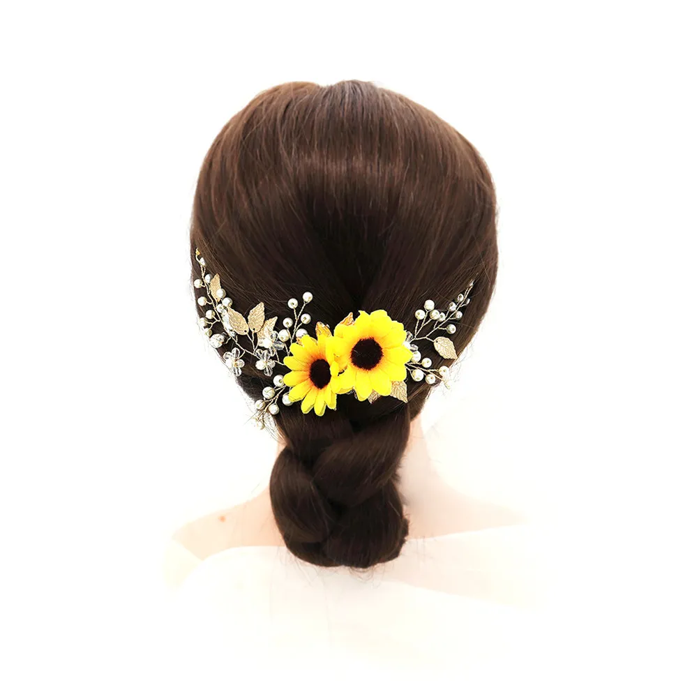 Sunflower Hairband for Wedding Party Performance Bridal Hair Accessory Premium Comfortable Non-Slip Decorative Photo Prop