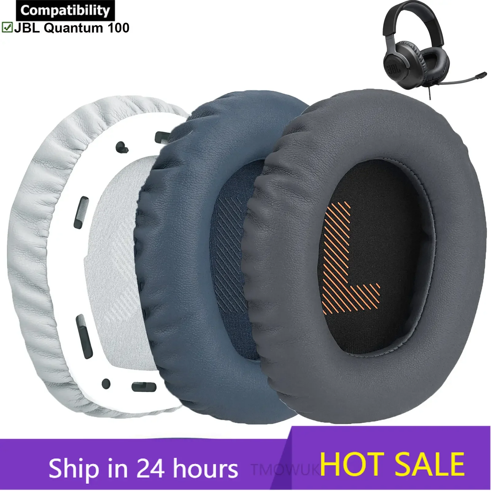 

Replacement Earpads Ear Cups Pads Cushions for JBL Quantum 100 Q100 Wireless Headphones Soft Foam Protein Leather Ear Cushions