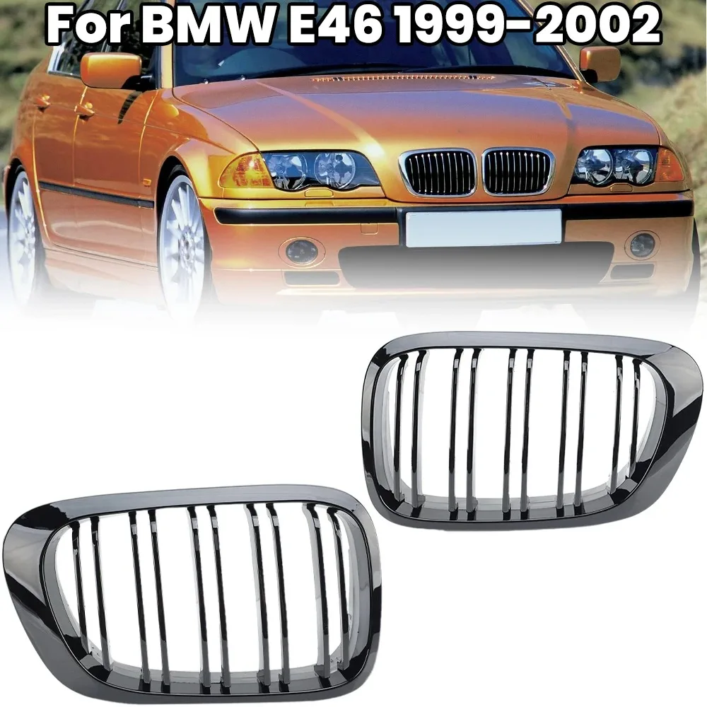 

Для BMW 3-Series E46 318i 320i 325i 330i 1999-2002 2-дверный глянцевый черный автомобильный передний решетка для почек, гоночная решетка, аксессуары