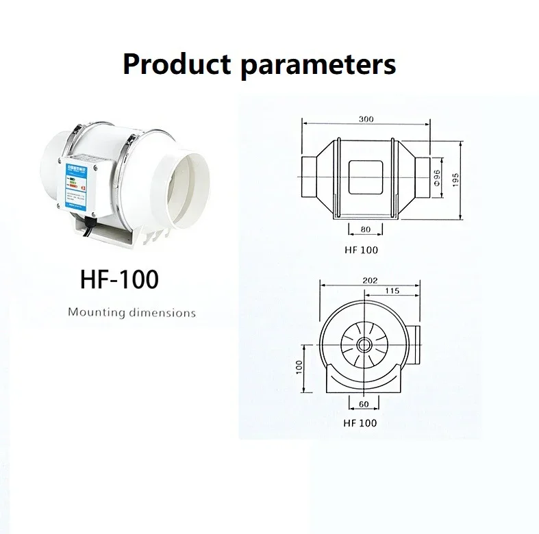 4/5/6 inch 220V Exhaust Fan Home Silent Inline Pipe Duct Fan Bathroom Extractor Ventilation Kitchen Toilet Wall Air Ventilator