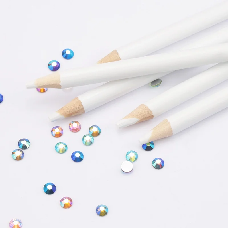 10pcs Rhinestone Picker Dotting Pencil White Wax Pen for Picking Up Stones Crystal Bead Applicator Nail Art Decoration Tools