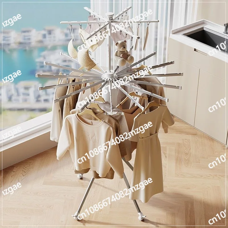 Household floor-to-ceiling multi-functional mobile clothes drying rack drying quilt new octopus folding clothes drying rack