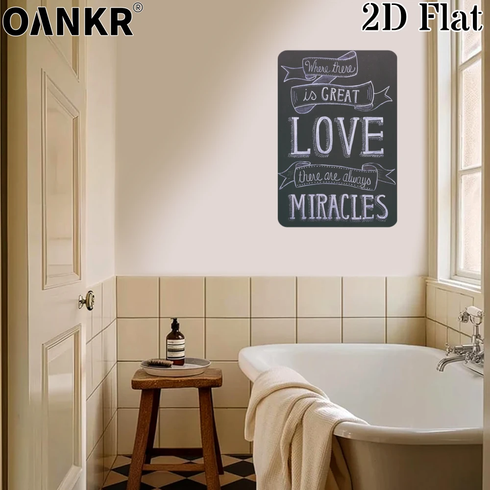 Plaque murale vintage en métal, affiche artistique, « Où il y a un grand amour, il y a toujours des miracles », pour la décoration intérieure