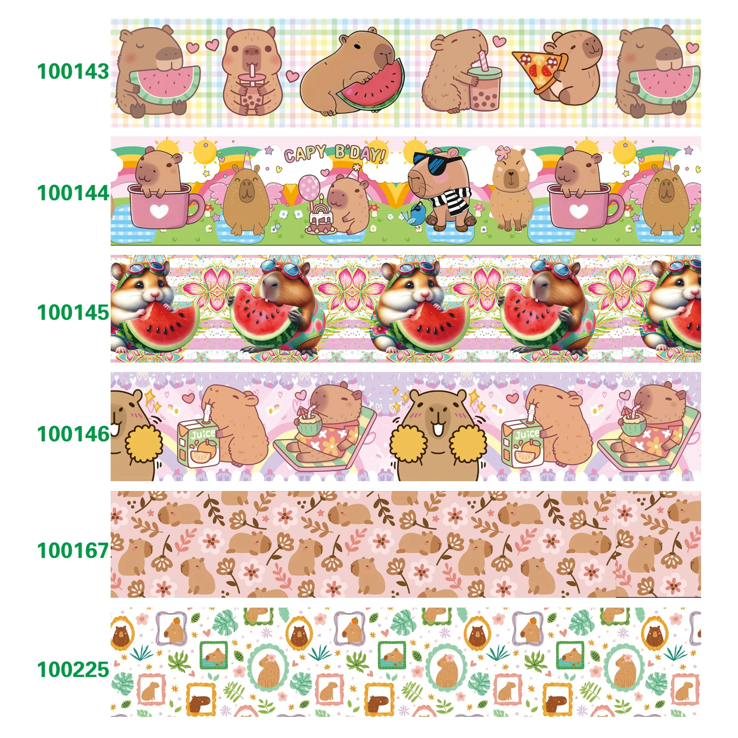 Cintas de grosgrain con estampado de hipopótamo animal para lazos para el cabello, materiales hechos a mano DIY, 5 yardas, 100143