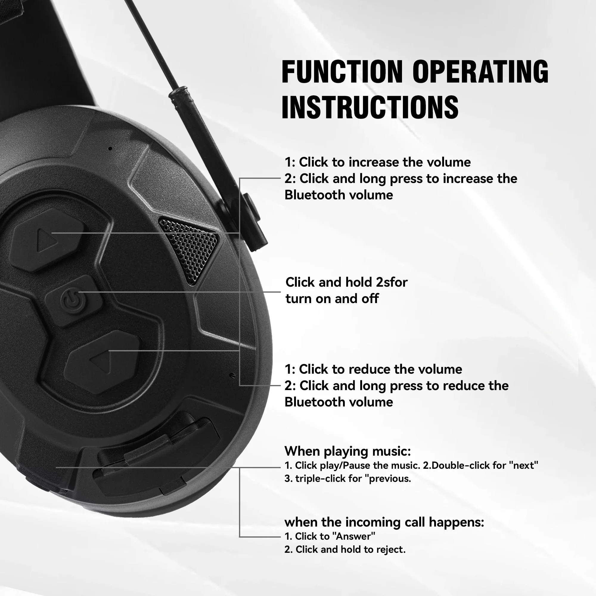 Tactical Electronic Shooting Earmuffs Bluetooth 5.3 Noise Canceling Headphones Ideal For Hunting & Woodworking