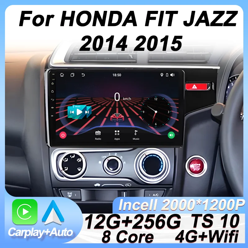 

Wireless CarPlay Android 15 Auto Radio For HONDA FIT JAZZ 2014 2015 Car Multimedia GPS 2din Autoradio 5G Wifi Touch Screen BT