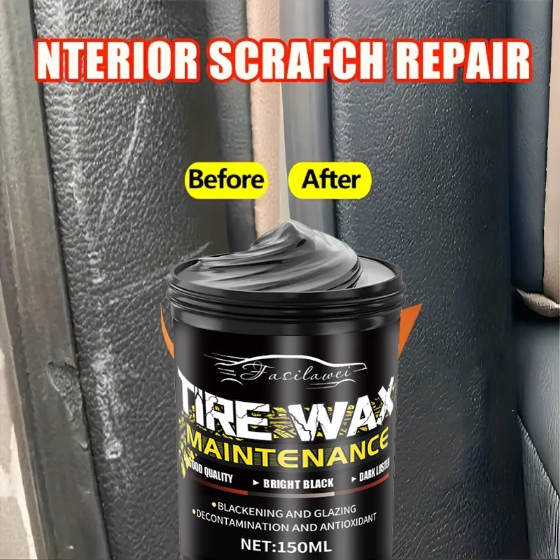 150g Multi-purpose Car Interior and Exterior Scratch Remover Wax - Plastic and Repair Agent with Gloss Effect, Tire Protector an