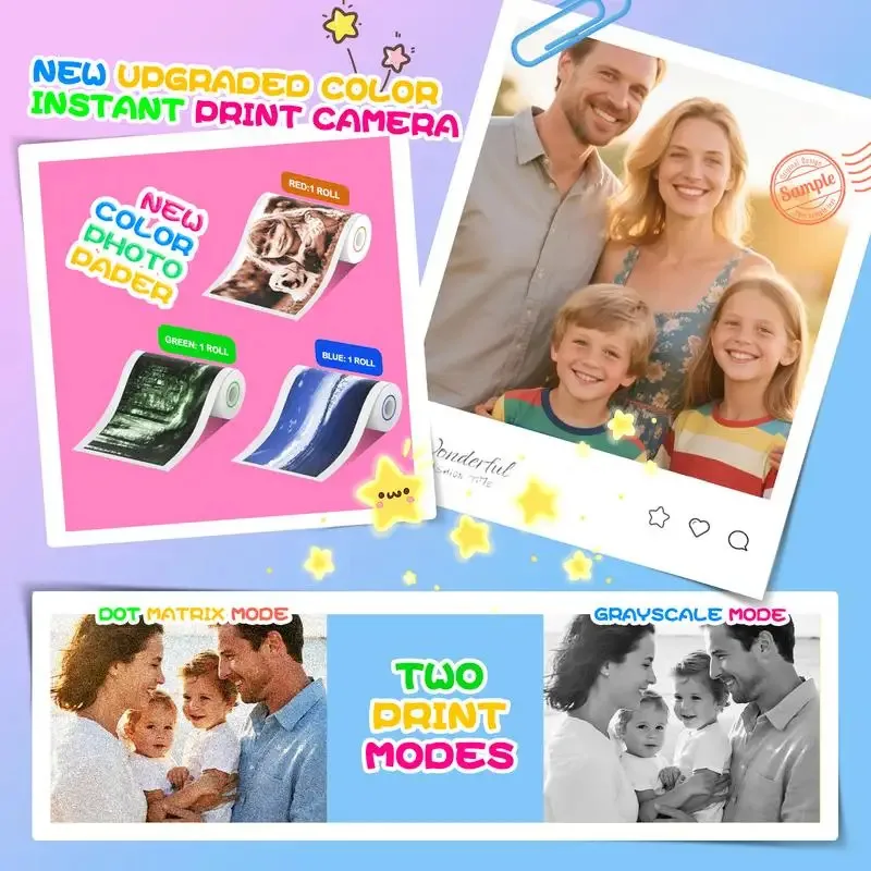 2026 NEW Kids Digital Camera with Instant Print-Dual Lens 1080P HD Selfie Video 32GB For Girls Boys Ages 3-12 Digital Kid Camera