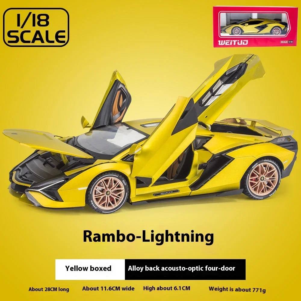 1:18 Lamborghini SIAN FKP37 sportwagen Diecast Metaallegering Model auto Geluid Licht Pull Back Collection Kinderen Speelgoed geschenken