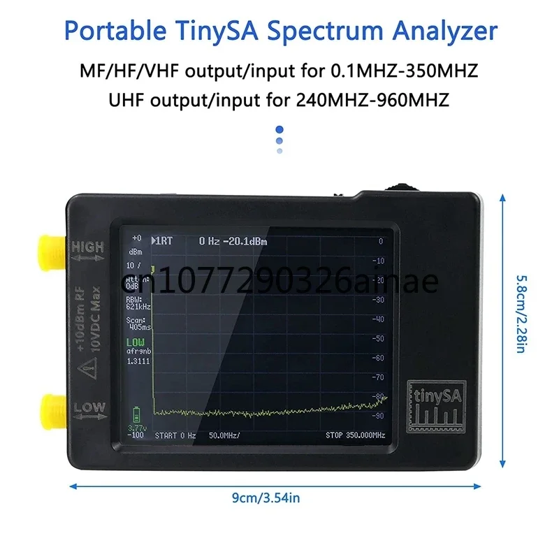 ,MF/HF/VHF UHF Input for 0.1MHZ-350MHZ and UHF Input for 240MHZ-960MHZUpgraded Tinysa Spectrum Analyzer