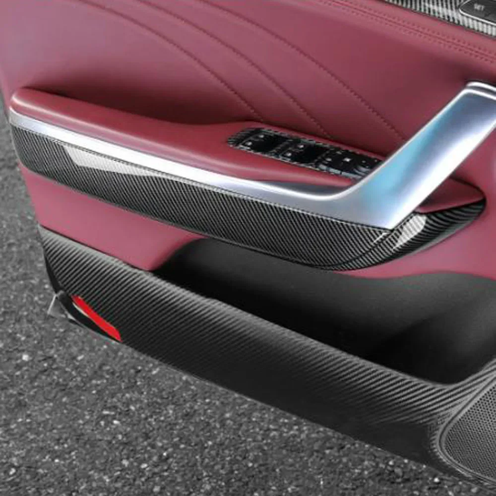 Carbon Fiber Style 8pcs Interior Door Handle Bowl Panel Cover Inner Door Armrest Side Trim Stripes For Kia Stinger 2018-2023 LHD