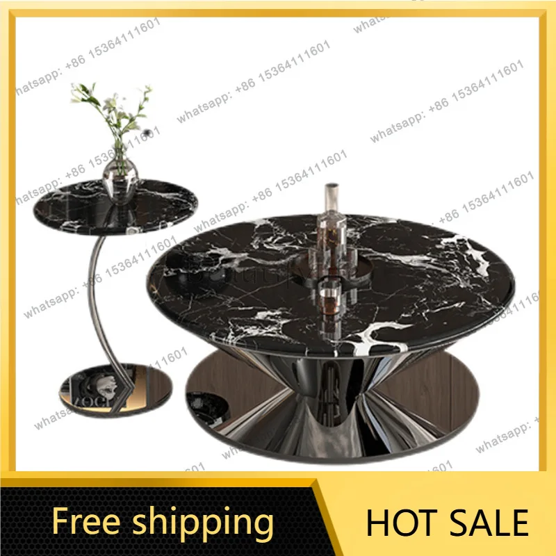 Factory Direct Sales Natural Marble Coffee Table Black Rose Small Coffee Table High-end Designer