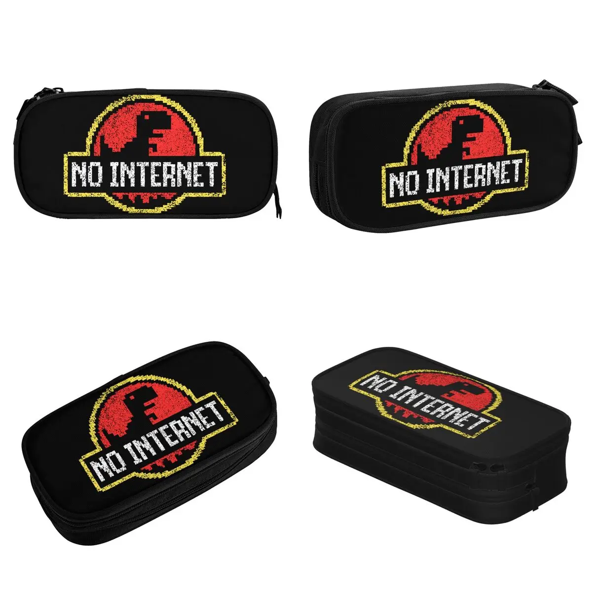 No Internet Dinosaur Logo Pencil Cases New Jurassic Offline Park Pen Bag Kids Large Storage School Supplies Gifts Pencilcases