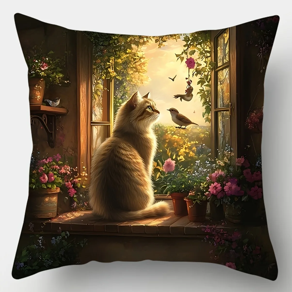 Pillow cover 50x50 Pillow case 40x40 cat themed living room sofa cushion cover soft comfortable bedroom decoration home decor