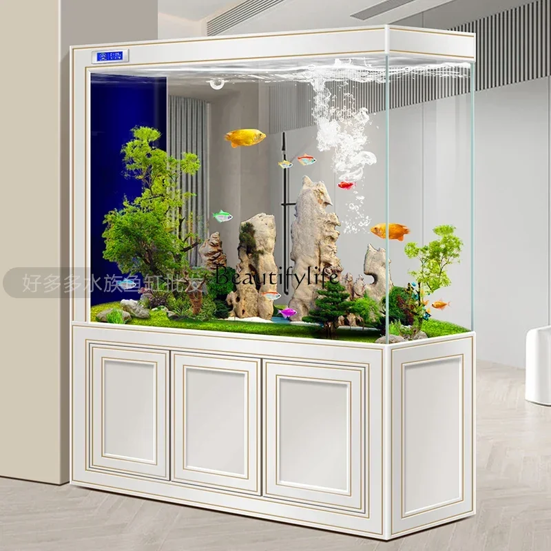 Super White Glass Fish Tank New Bottom Filter Change Water Smart New Subareas Screens Aquarium