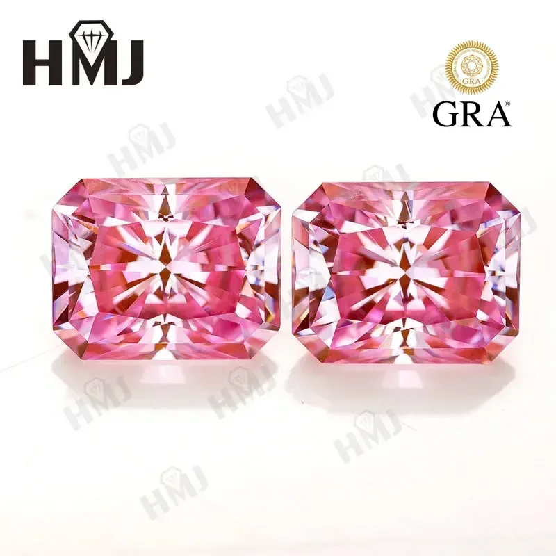 

Moissanite Stone Pink Brilliant Radiant Cut VVS1 Lab Created Diamond GRA Certificate Charms Diy Jewelry Rings Earrings Making