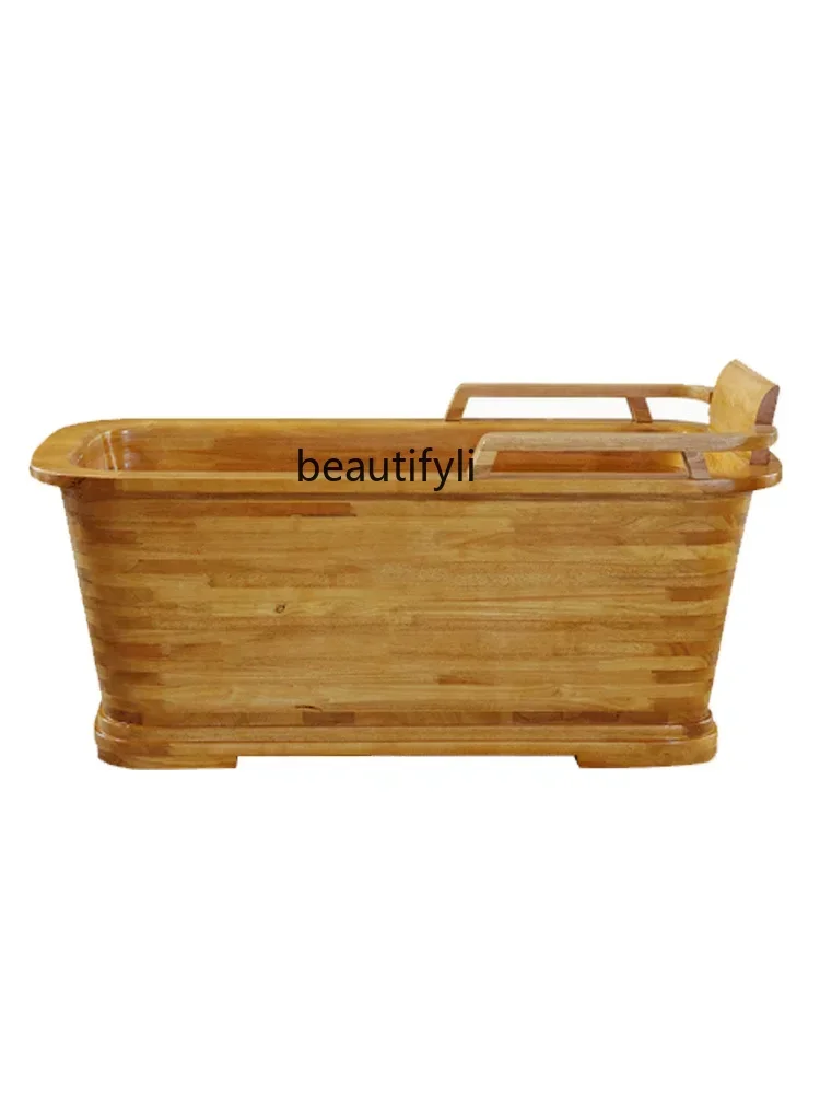 

Oak Thickened Wooden Barrel Bathtub Adult Wooden Barrel Bath Solid Wood Bathtub Household Body Bath Barrel